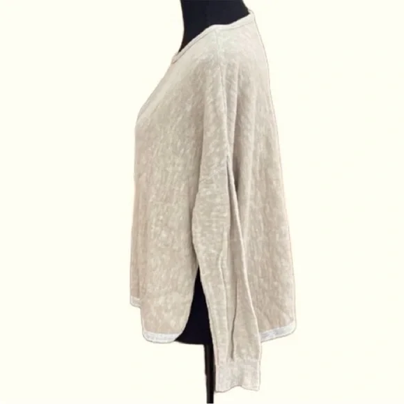 Eileen Fisher Tan/White Boat Neck Organic Linen/Cotton Blend Sweater Sz XL - Picture 3 of 7